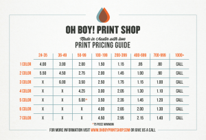 screen print t shirt pricing